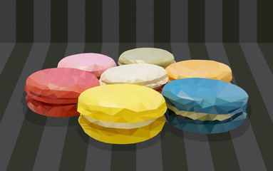 geometric macaroons vector in dark pattern perspective background