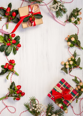 Christmas presents and garlands