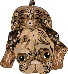 The pug a dog, an animal lies, pug drawing,
