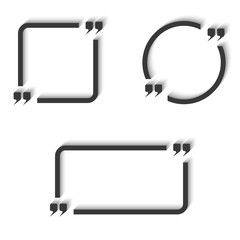 3D quote text frame set round, square, rectangular design elements, mark area, idea description area
