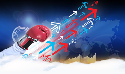 businessman with boxing red glove, business concept