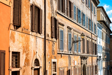 Fototapeta na wymiar Traditional old buildings Street view in Rome, ITALY