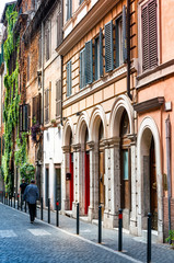 Beautiful street view of old town in Rome, ITALY