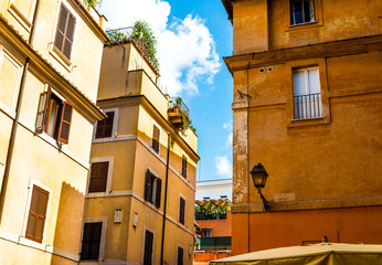 Traditional old buildings Street view in Rome, ITALY