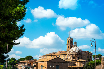 Fototapeta premium Traditional old buildings Street view in Rome, ITALY