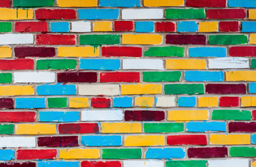 Colorful urban brick wall as creative background