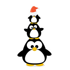 merry christmas card with penguins set. 