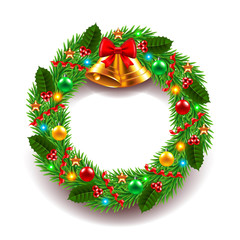 Christmas wreath isolated on white