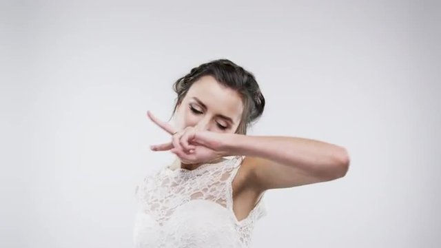 Funny bride dancing slow motion wedding photo booth series