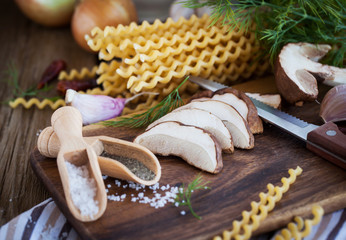 Ingredients for porcini pasta