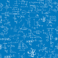 Seamless pattern of formulas and pictures concerning to physics. EPS 8.