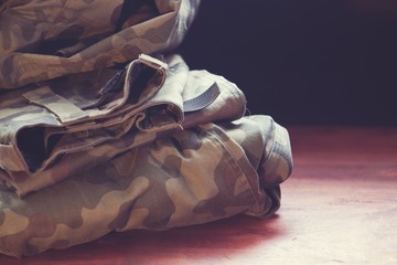 Military clothes close up - 91504623