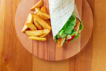 Fresh tortilla wrap with chicken