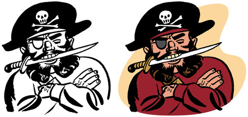 Pirate with a dagger in his mouth