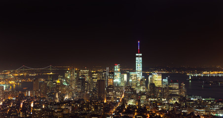 Fototapeta na wymiar Aerial night view of Manhattan