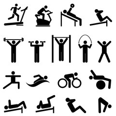 Exercise, fitness, health and gym icons - 91507056