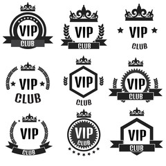 VIP club logos set in flat style