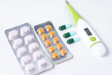 digital thermometer and medicine