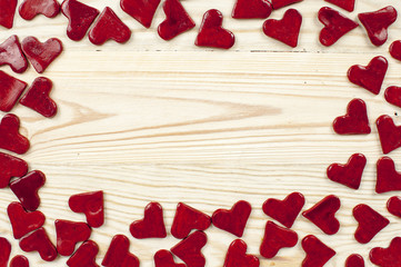 hearts on a wooden table - frame