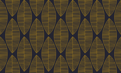 Seamless leaf pattern. Lines style leaves.