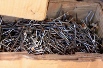 Steel nails in box.  Shigatse-Tibet. 1671