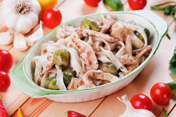 Italian pasta with chicken and vegetables