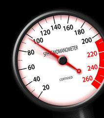 Tachometer-like sphygmomanometer on black background