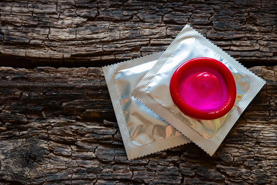 red condom closeup