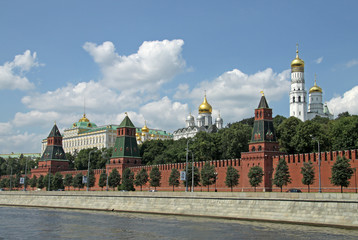 Moscow Kremlin and Kremlin Embankment, view from Moskva (Moscow) river, Moscow, Russia