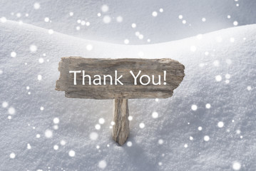 Christmas Sign Snow And Snowflakes Thank You