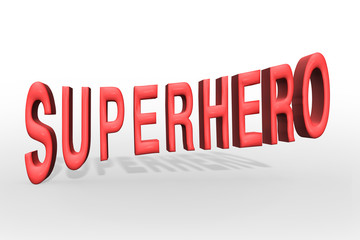 write in three-dimensional of superhero 