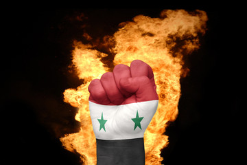 fire fist with the national flag of syria