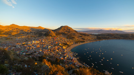 Sunset on Copacabana Bay, Titicaca Lake, Bolivia