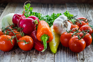 Fresh Vegetables on a Wooden Table