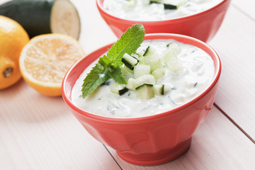 Tzatziki or cacik, cucumber and yogurt salad