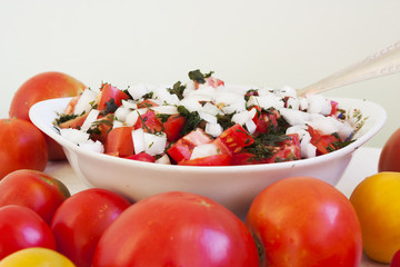 tomatoes, greens and lettuce
