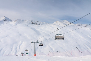 Ski lift.  Ski resort Livigno. Italy