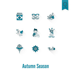 Set of Flat Autumn Icons