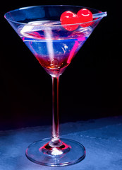 Cherry cocktail  on black background 