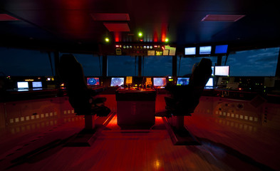Bridge aboard a modern offshore vessel ship © donvictori0