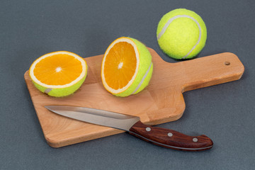 The cut a tennis ball