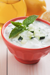 Tzatziki or cacik, cucumber and yogurt salad