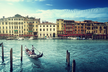 Fototapeta na wymiar Grand Canal in sunny morning, Venice, Italy