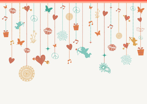Valentines love greeting card background elements