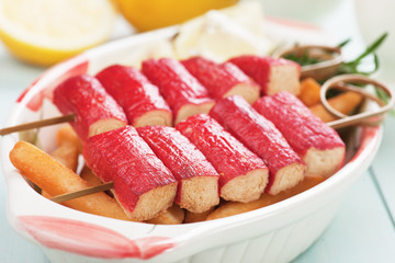 Crab sticks and french fries