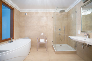 Bathroom with shower and bathtub
