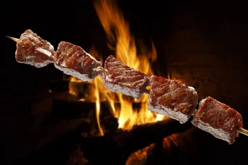 Fotobehang Grill / Barbecue barbecue op een stokje