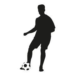 Fototapeta na wymiar Soccer player passes. Vector silhouette