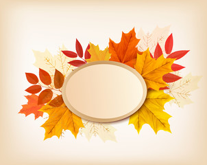 Autumn background with red, yellow, orange leaves. Vector.