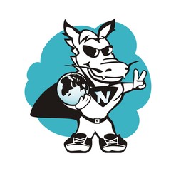 Illustration of a dragon with wings Superman. Force. Earth.